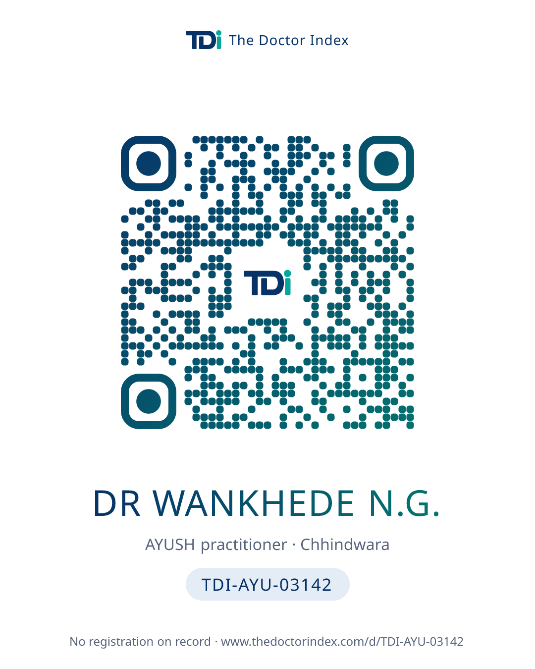 QR card for Dr Wankhede N.G., TDI-AYU-03142