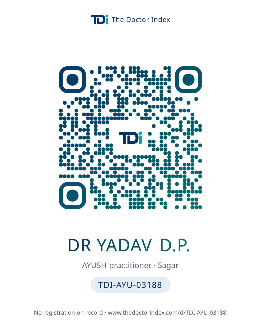 QR card for Dr Yadav D.P., TDI-AYU-03188