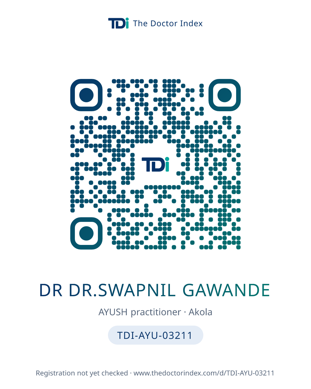 QR card for Dr Dr.swapnil Gawande, TDI-AYU-03211
