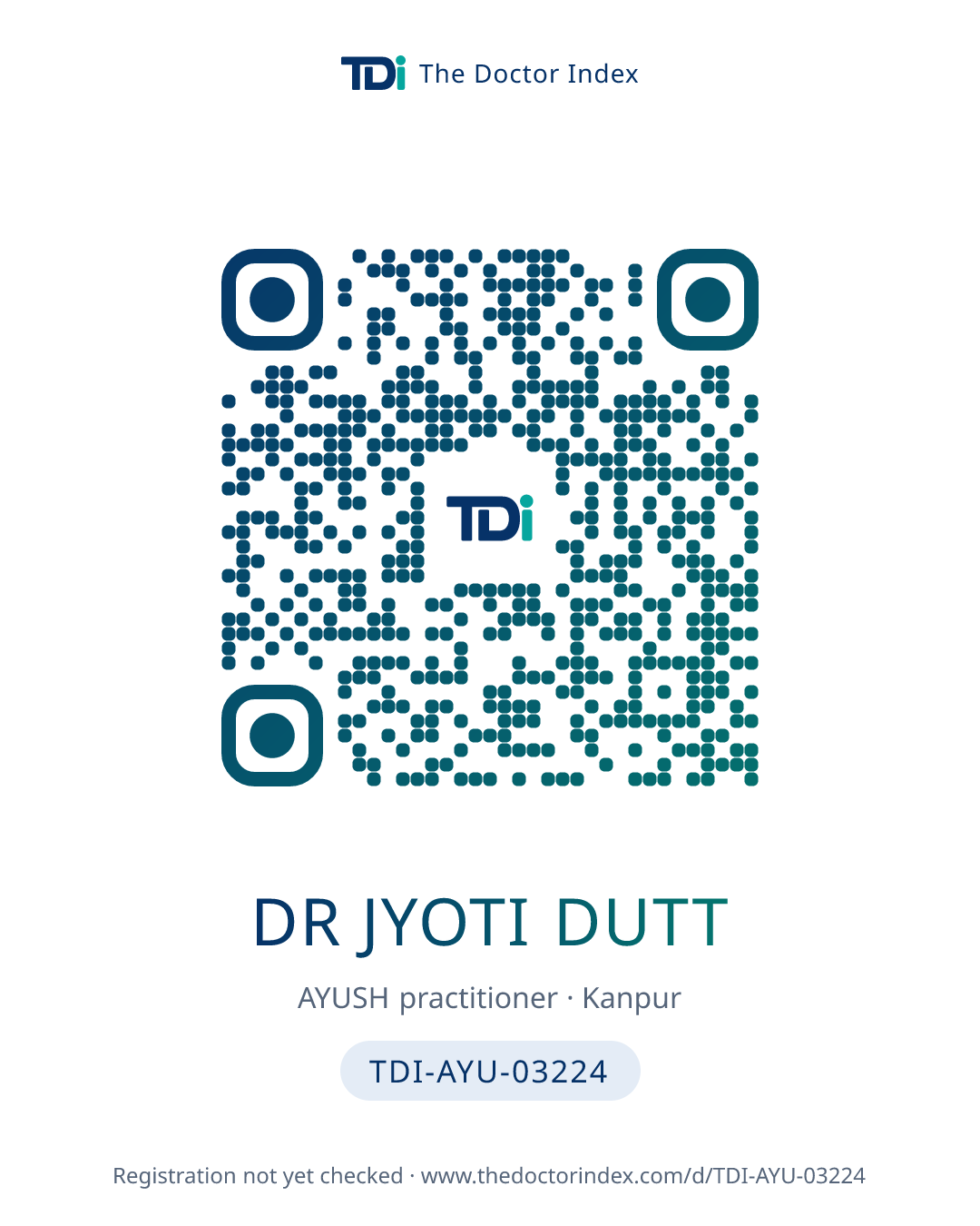 QR card for Dr Jyoti Dutt, TDI-AYU-03224