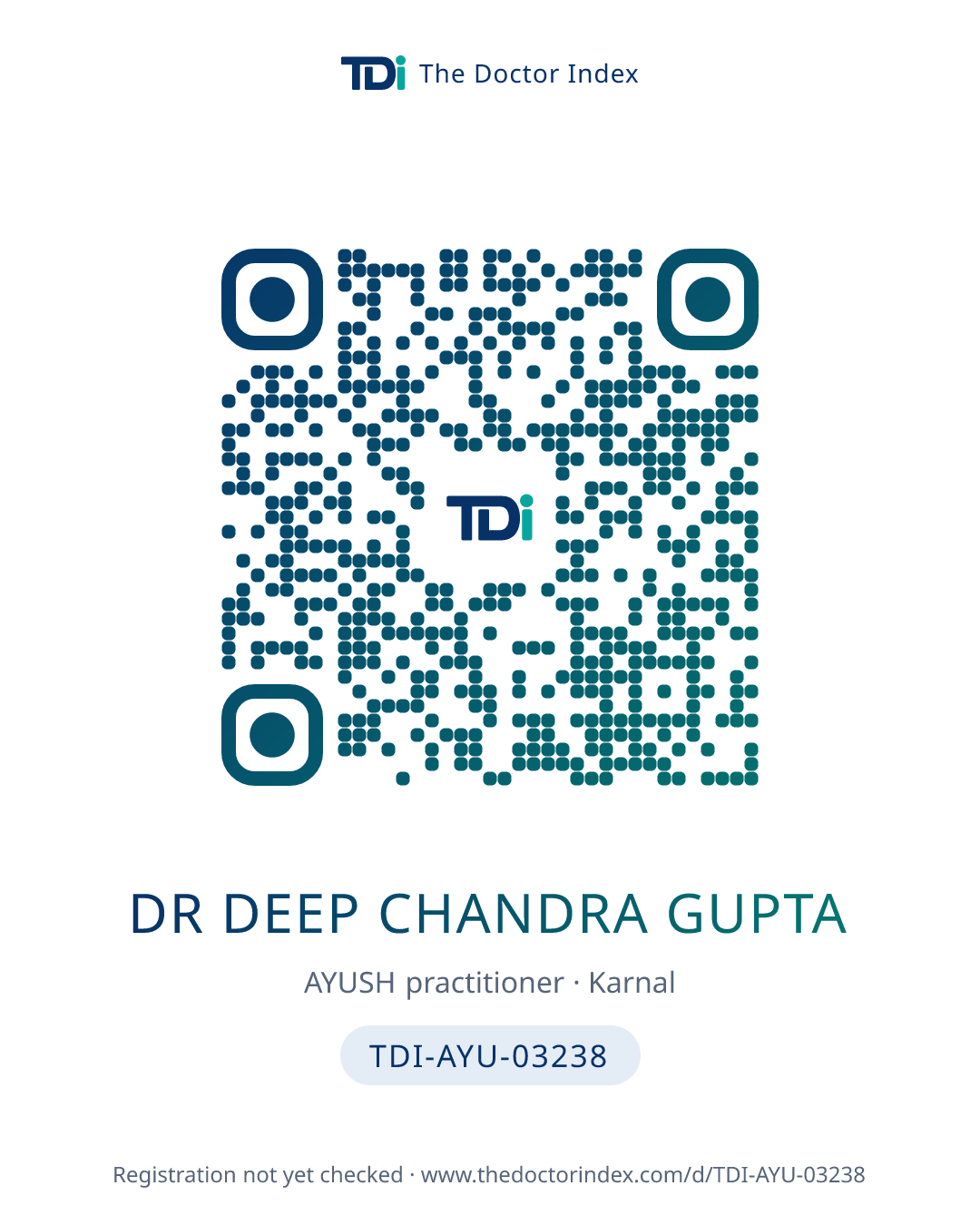 QR card for Dr Deep Chandra Gupta, TDI-AYU-03238
