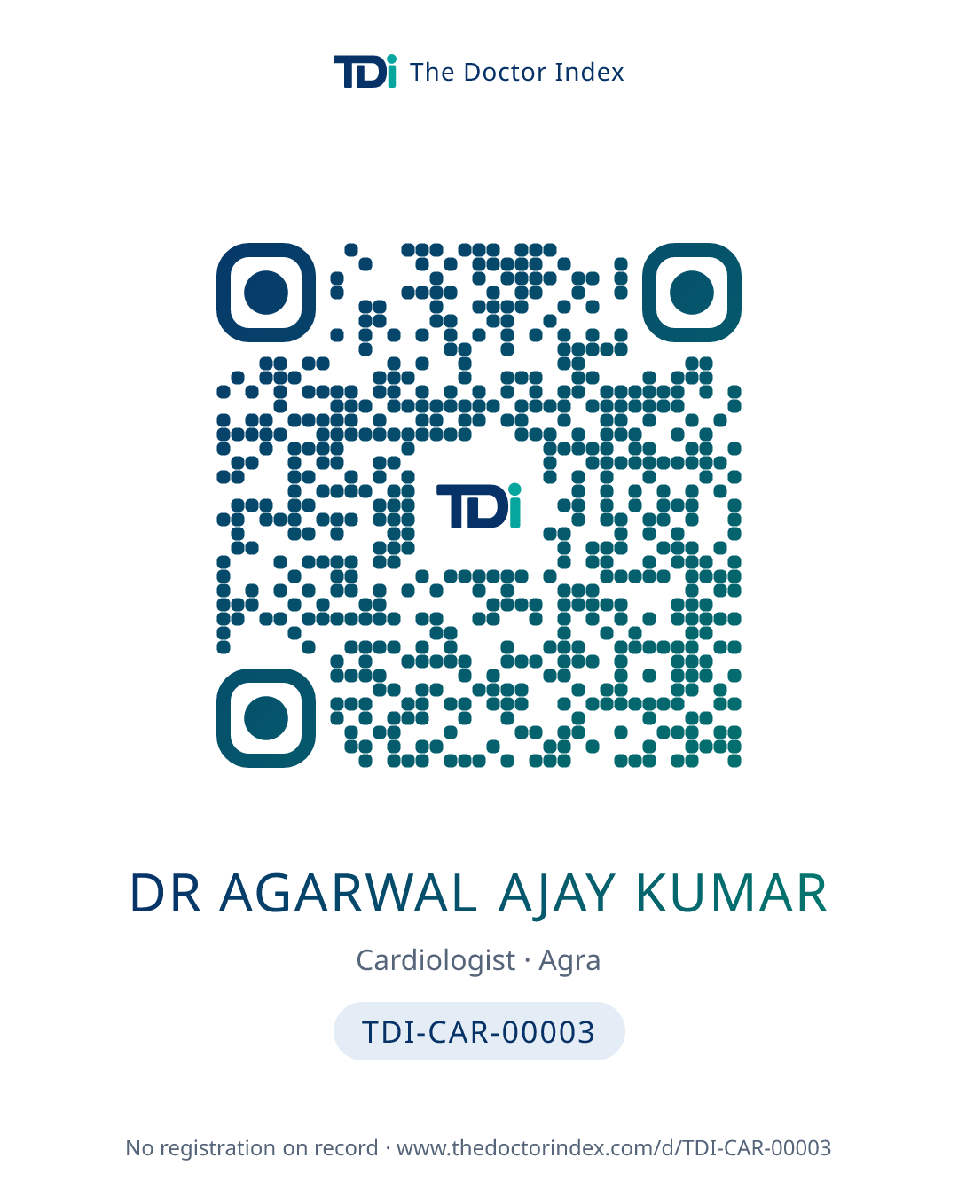 QR card for Dr Agarwal Ajay Kumar, TDI-CAR-00003