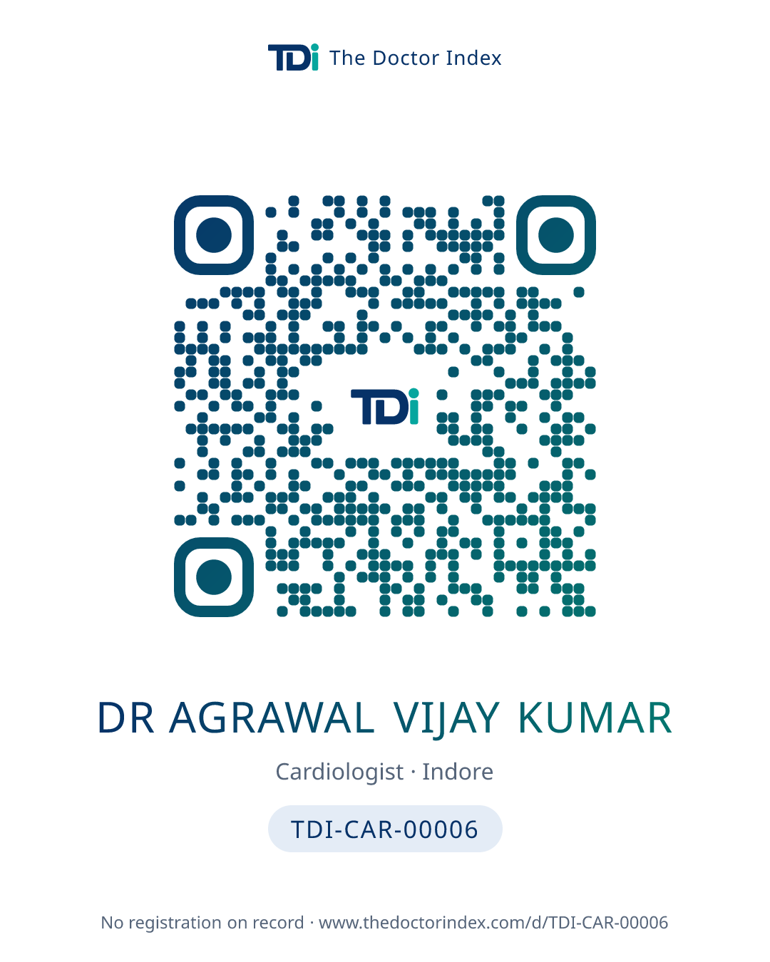 QR card for Dr Agrawal Vijay Kumar, TDI-CAR-00006