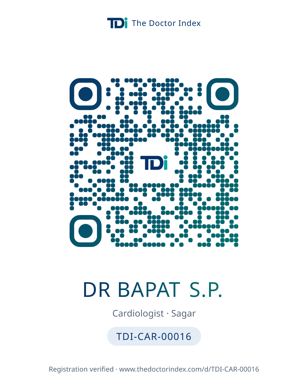QR card for Dr Bapat S.P., TDI-CAR-00016