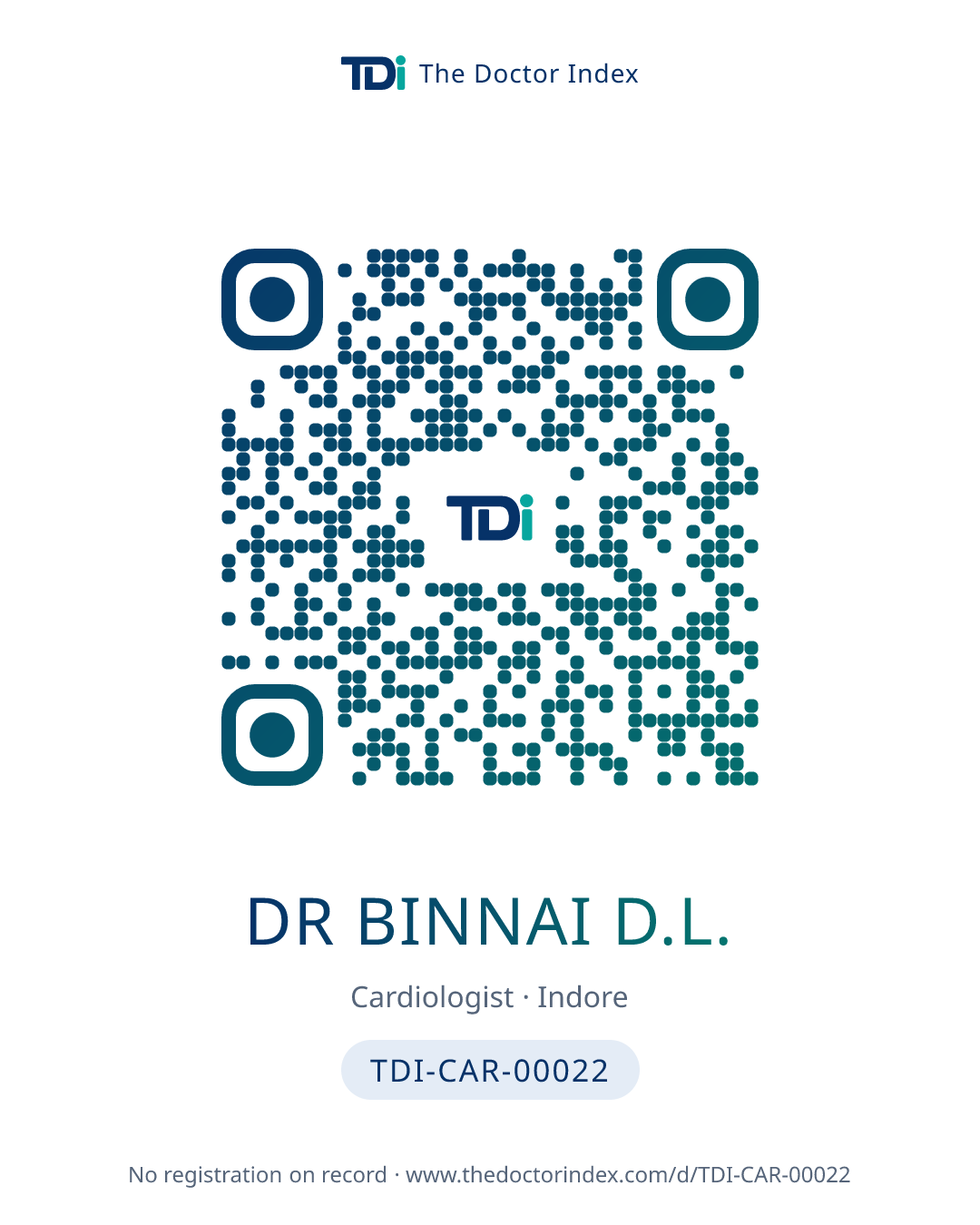 QR card for Dr Binnai D.L., TDI-CAR-00022
