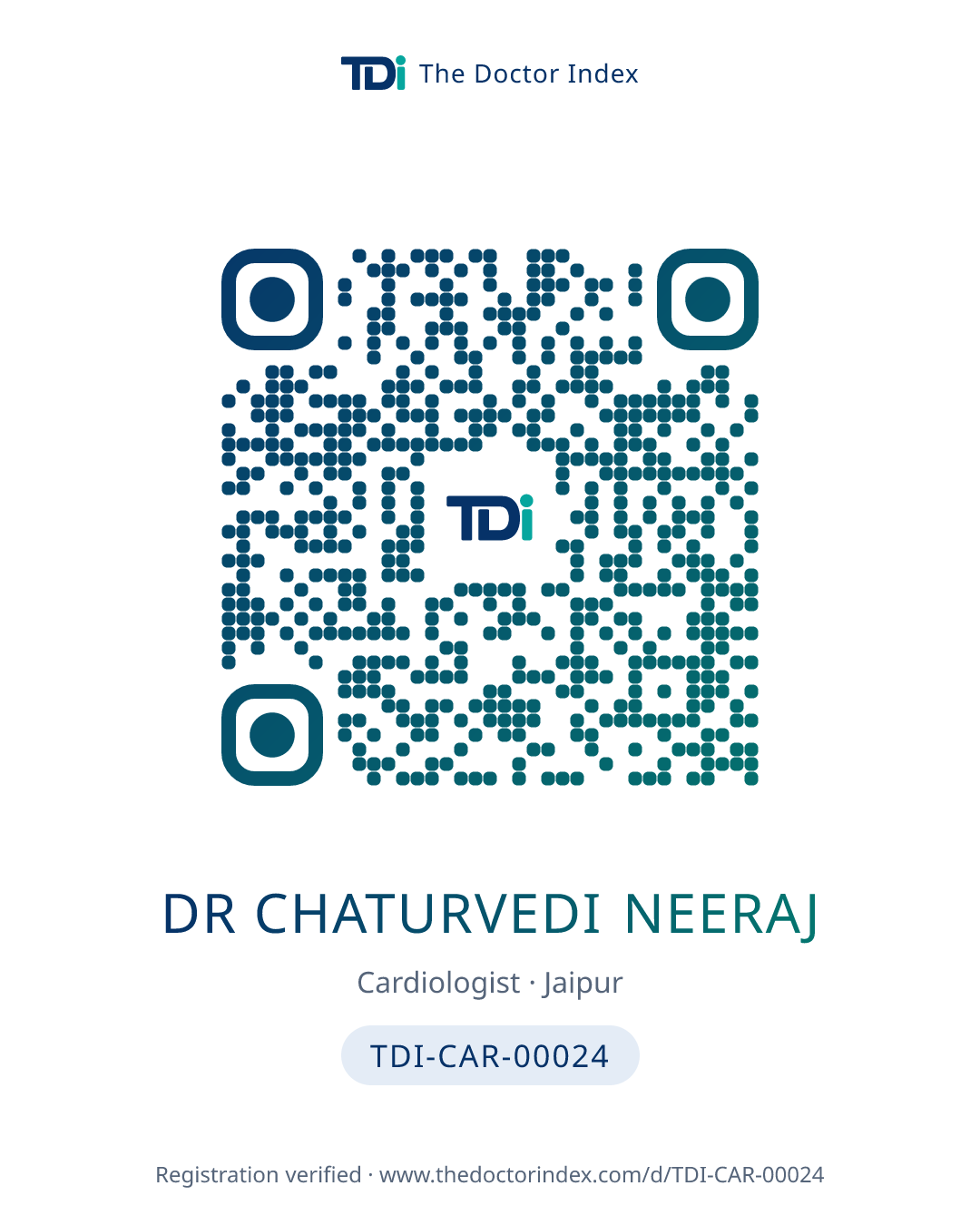 QR card for Dr Chaturvedi Neeraj, TDI-CAR-00024