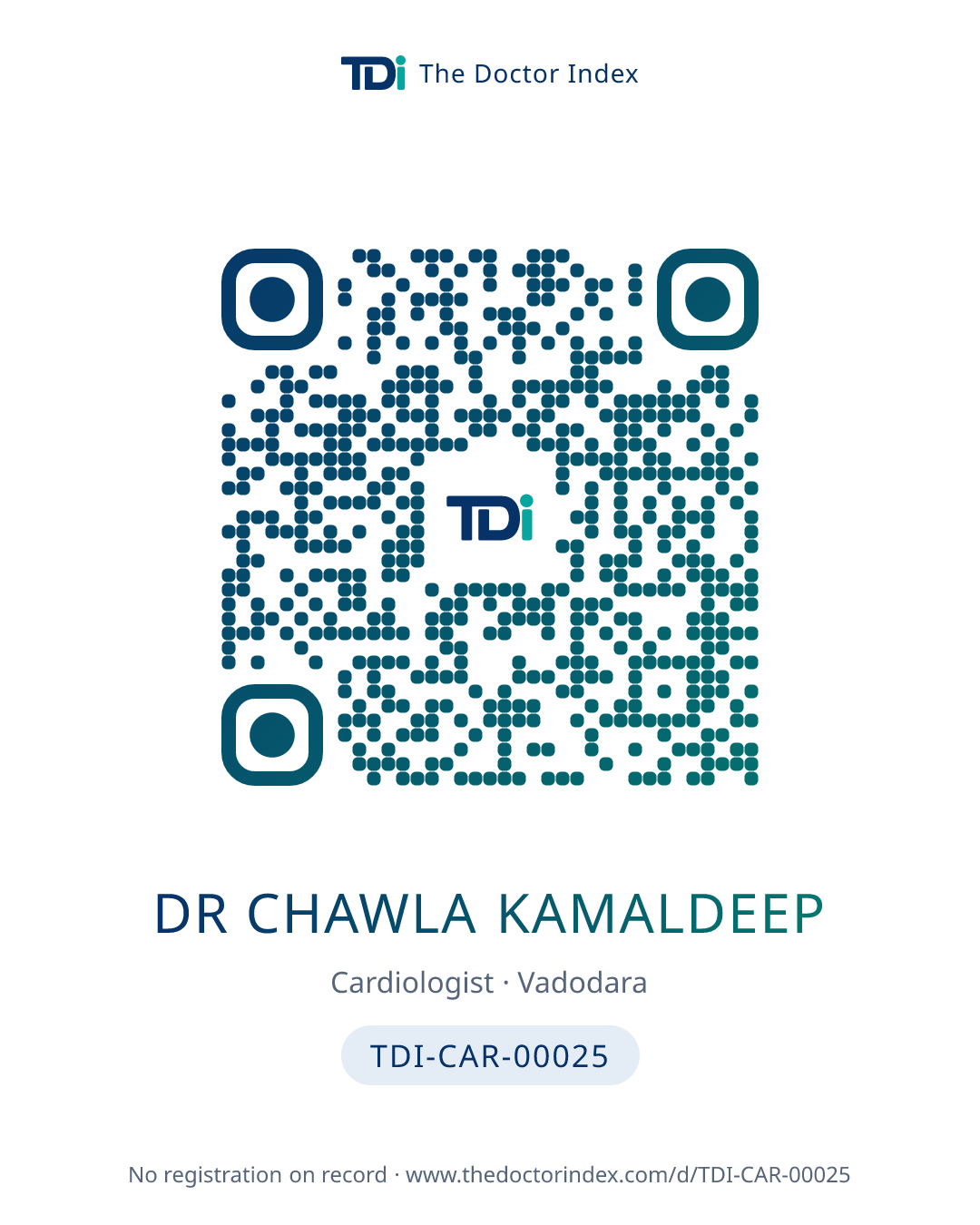 QR card for Dr Chawla Kamaldeep, TDI-CAR-00025