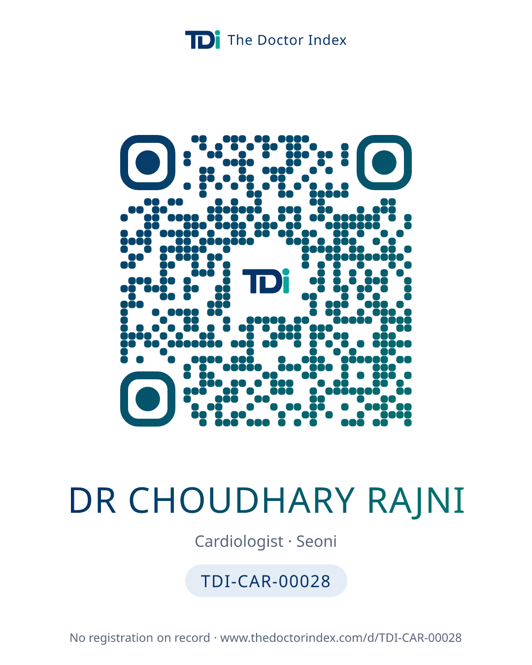 QR card for Dr Choudhary Rajni, TDI-CAR-00028