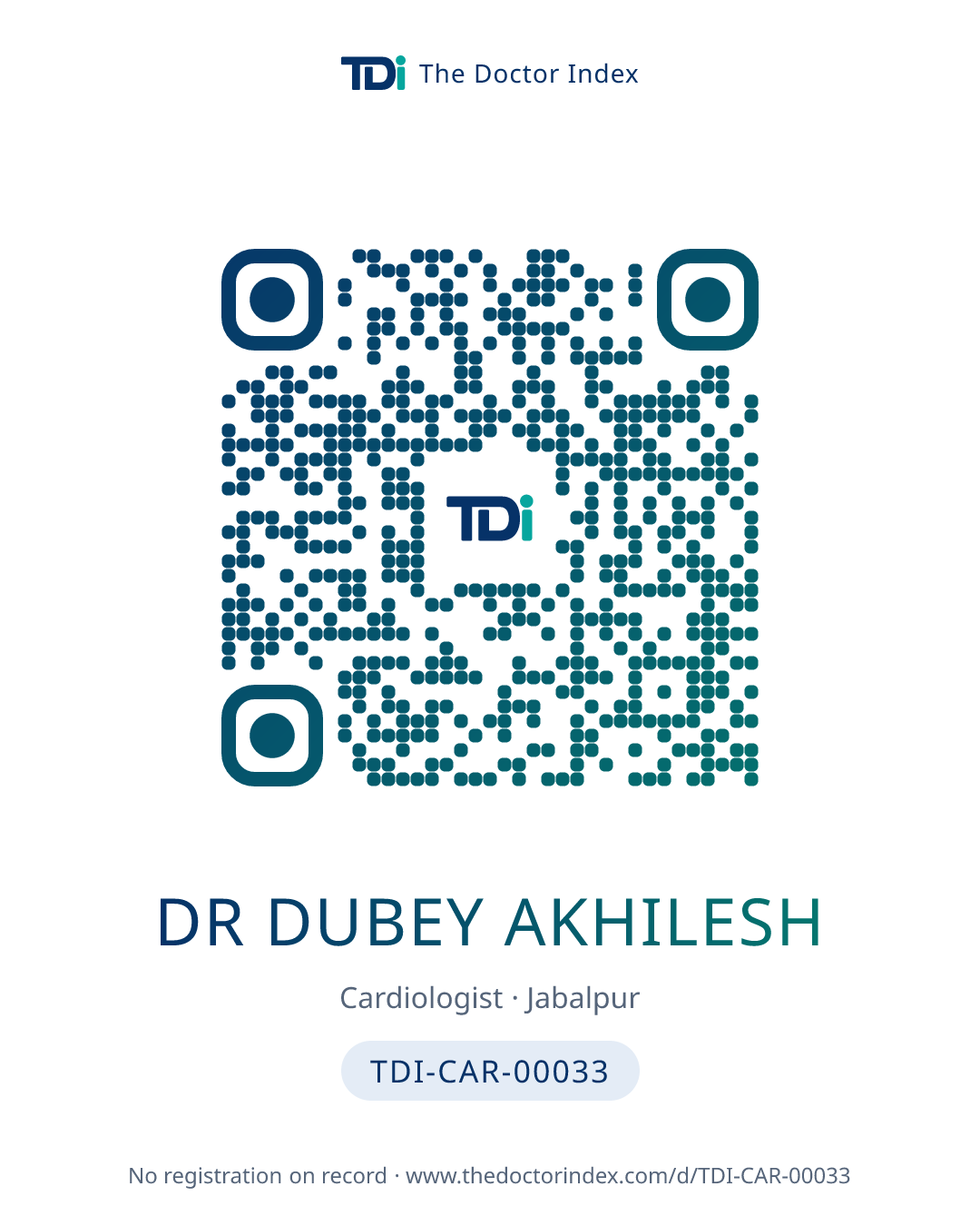 QR card for Dr Dubey Akhilesh, TDI-CAR-00033