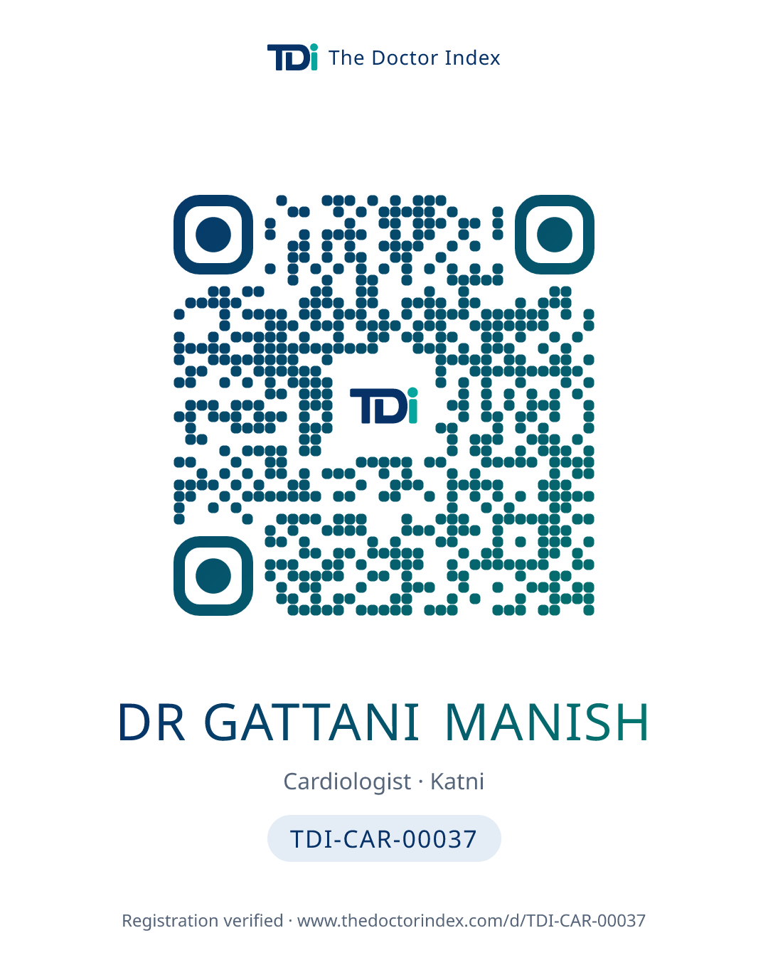 QR card for Dr Gattani Manish, TDI-CAR-00037