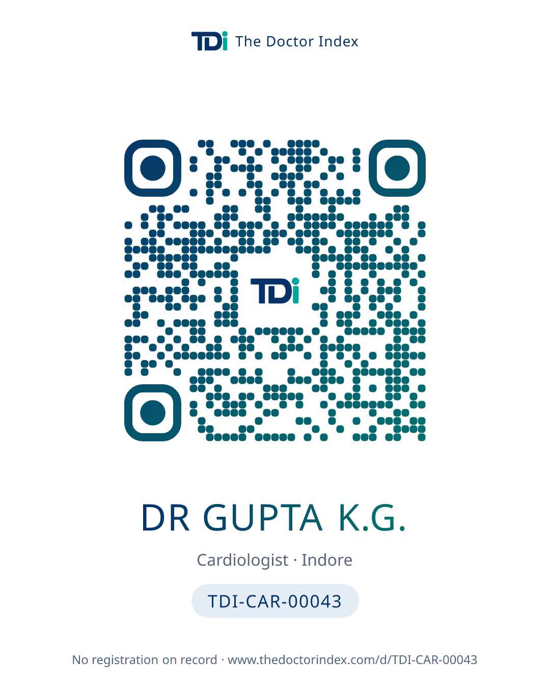 QR card for Dr Gupta K.G., TDI-CAR-00043