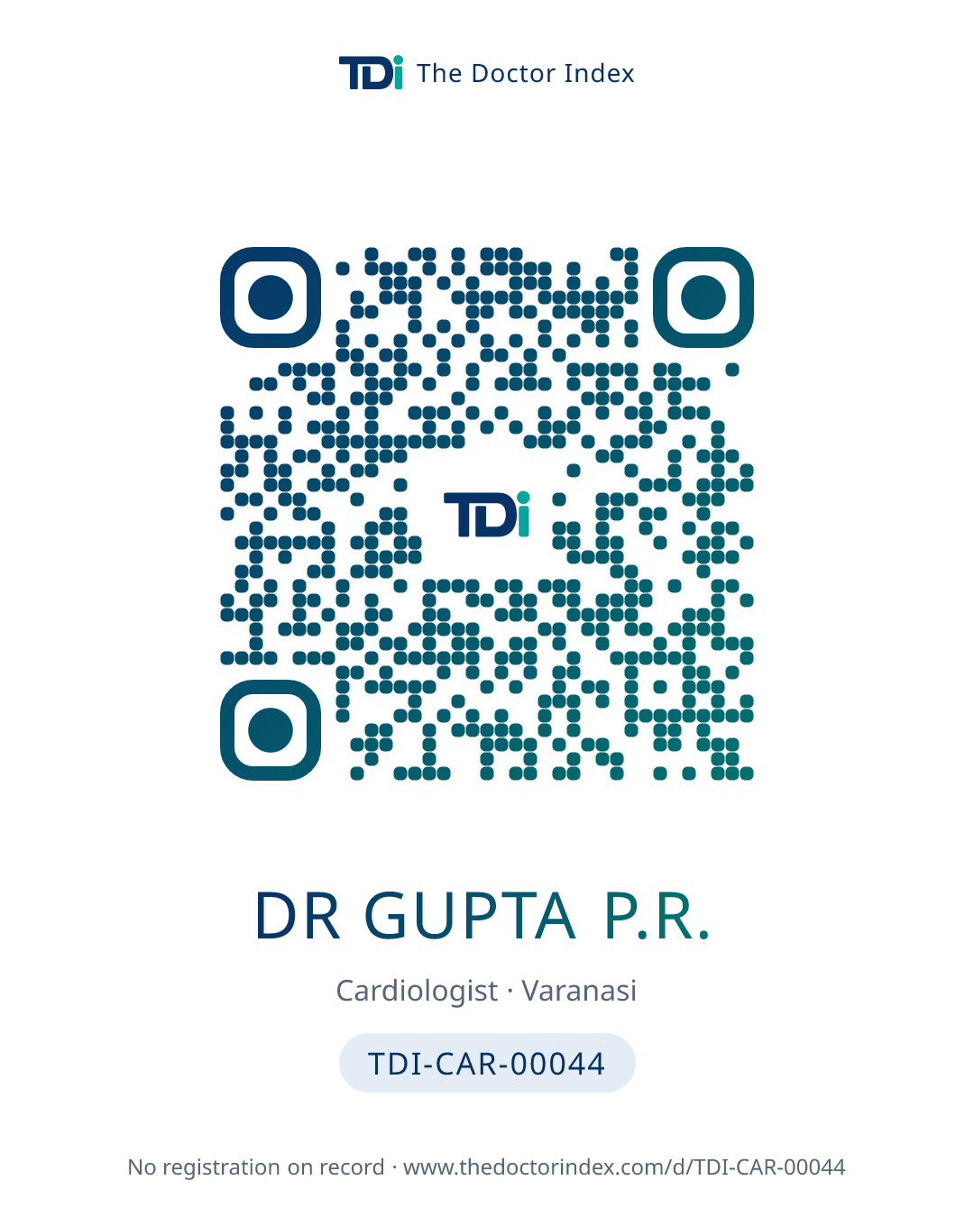 QR card for Dr Gupta P.R., TDI-CAR-00044