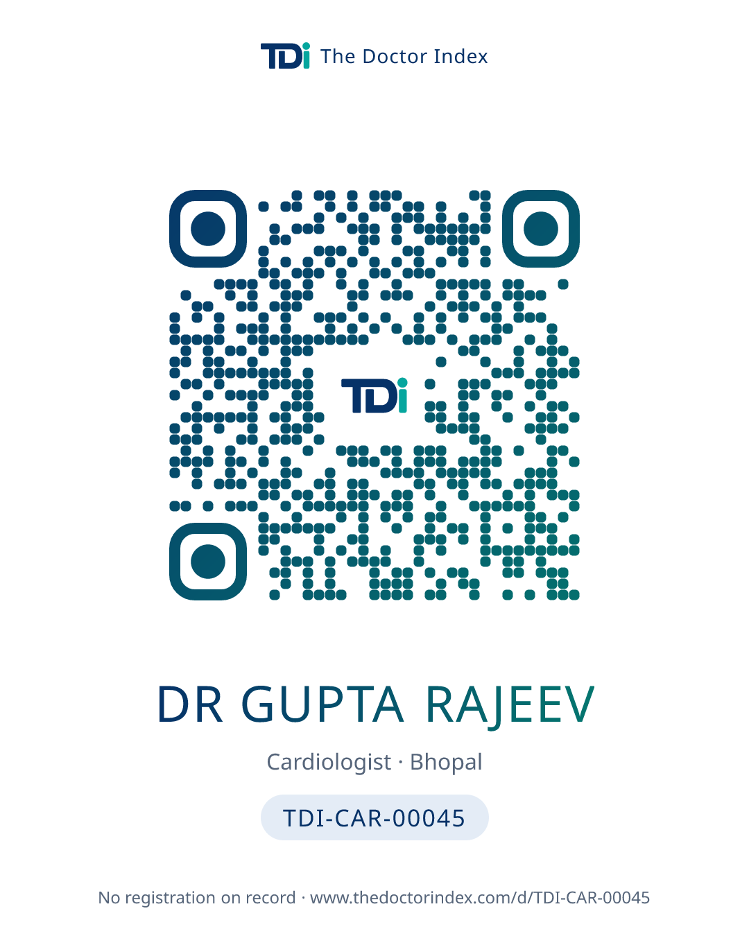 QR card for Dr Gupta Rajeev, TDI-CAR-00045