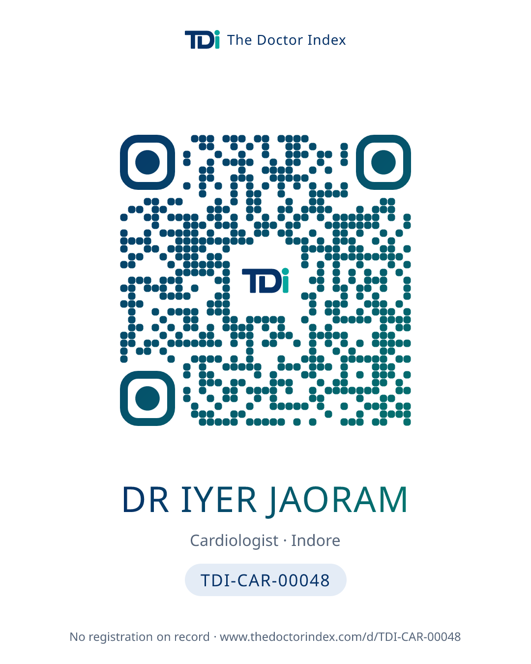QR card for Dr Iyer Jaoram, TDI-CAR-00048