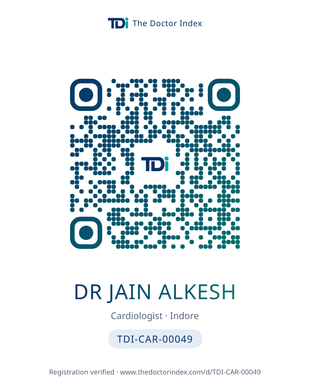 QR card for Dr Jain Alkesh, TDI-CAR-00049