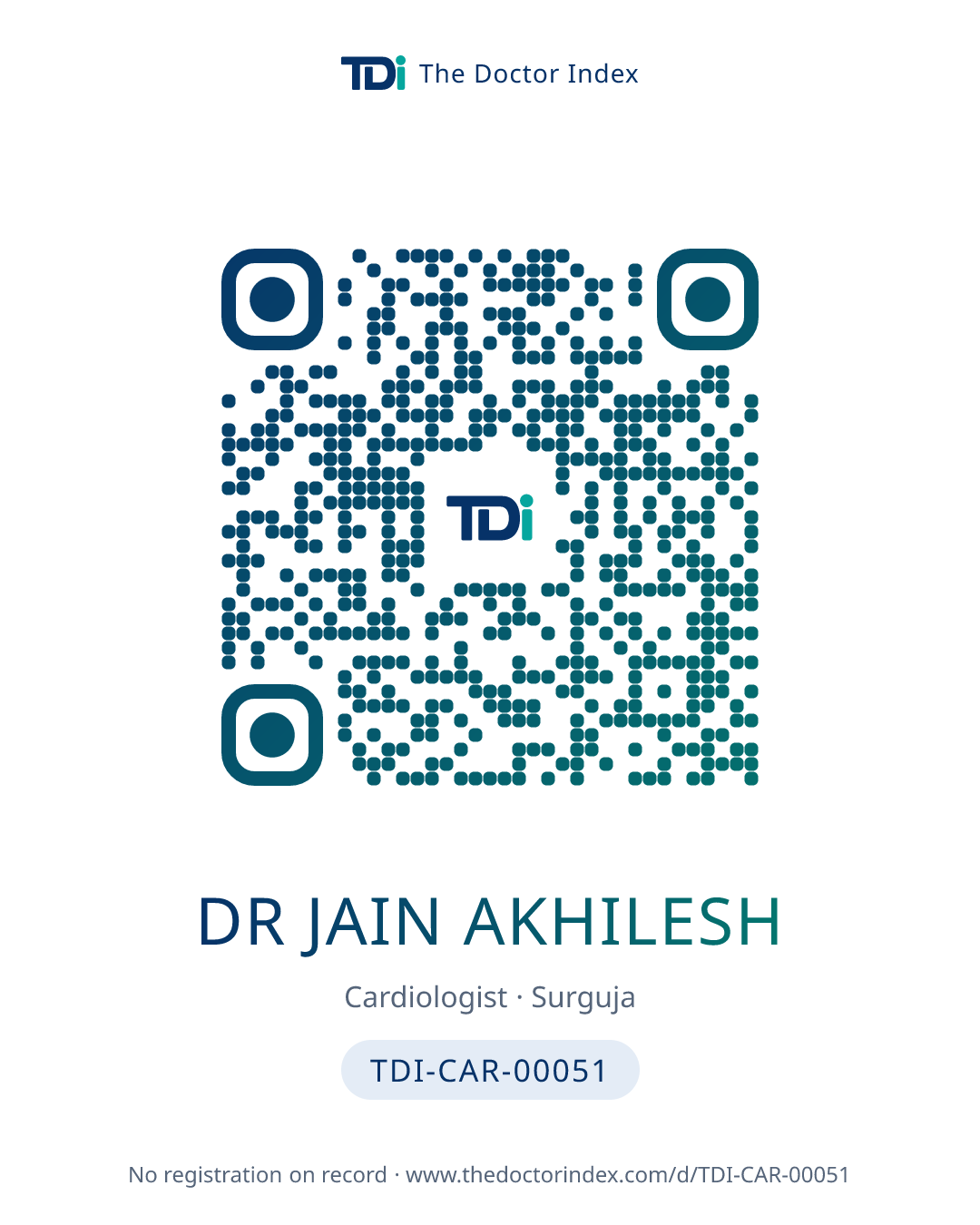 QR card for Dr Jain Akhilesh, TDI-CAR-00051