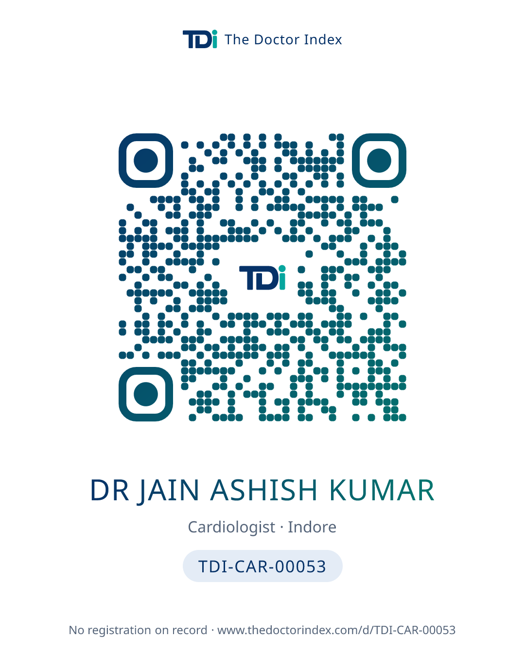 QR card for Dr Jain Ashish Kumar, TDI-CAR-00053