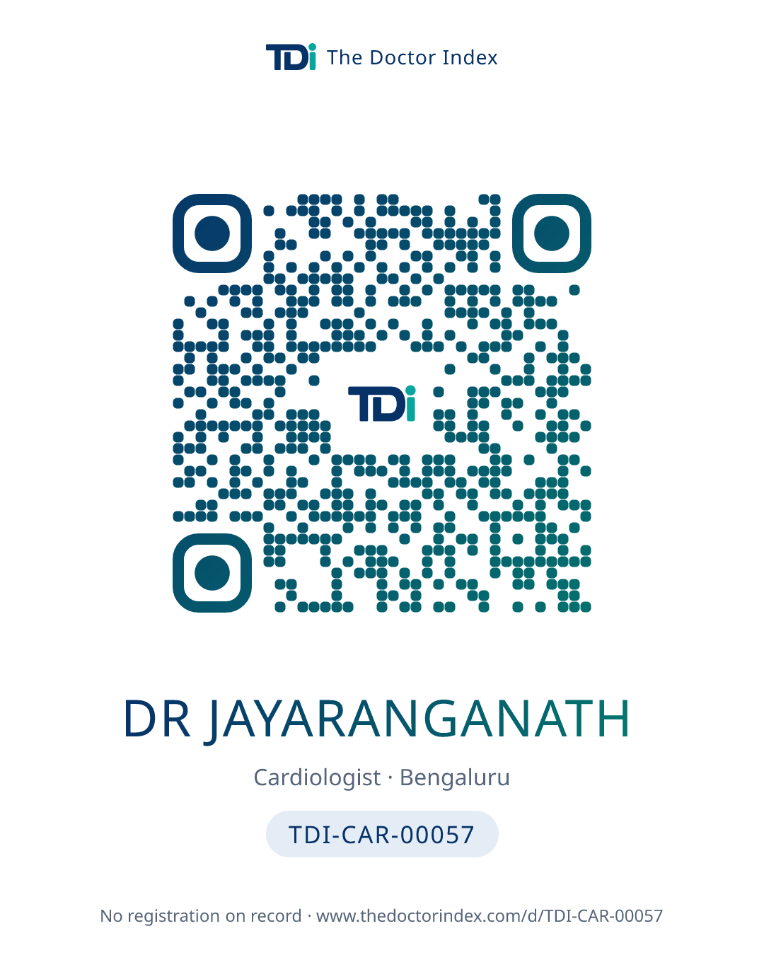 QR card for Dr Jayaranganath, TDI-CAR-00057