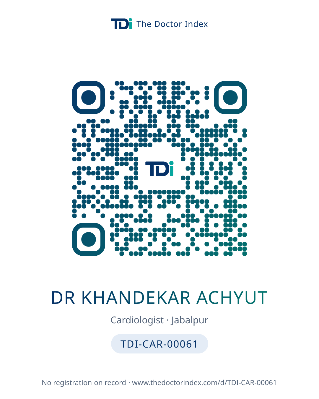 QR card for Dr Khandekar Achyut, TDI-CAR-00061