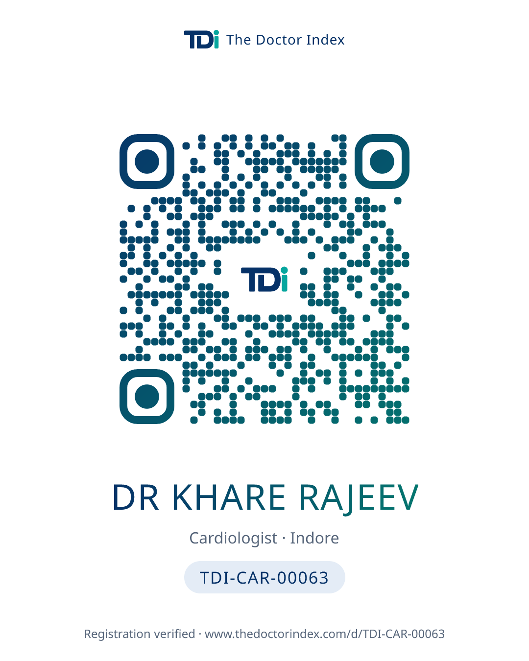 QR card for Dr Khare Rajeev, TDI-CAR-00063