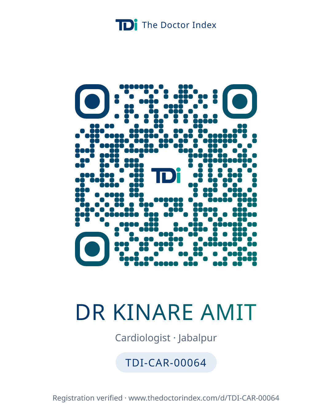 QR card for Dr Kinare Amit, TDI-CAR-00064