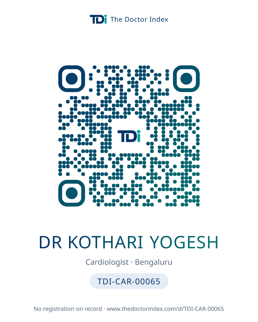 QR card for Dr Kothari Yogesh, TDI-CAR-00065