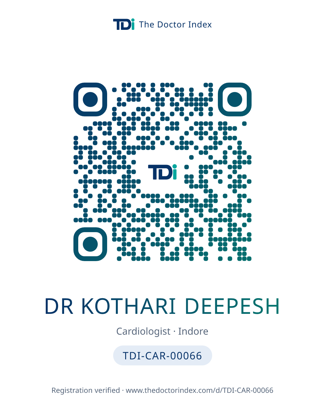 QR card for Dr Kothari Deepesh, TDI-CAR-00066