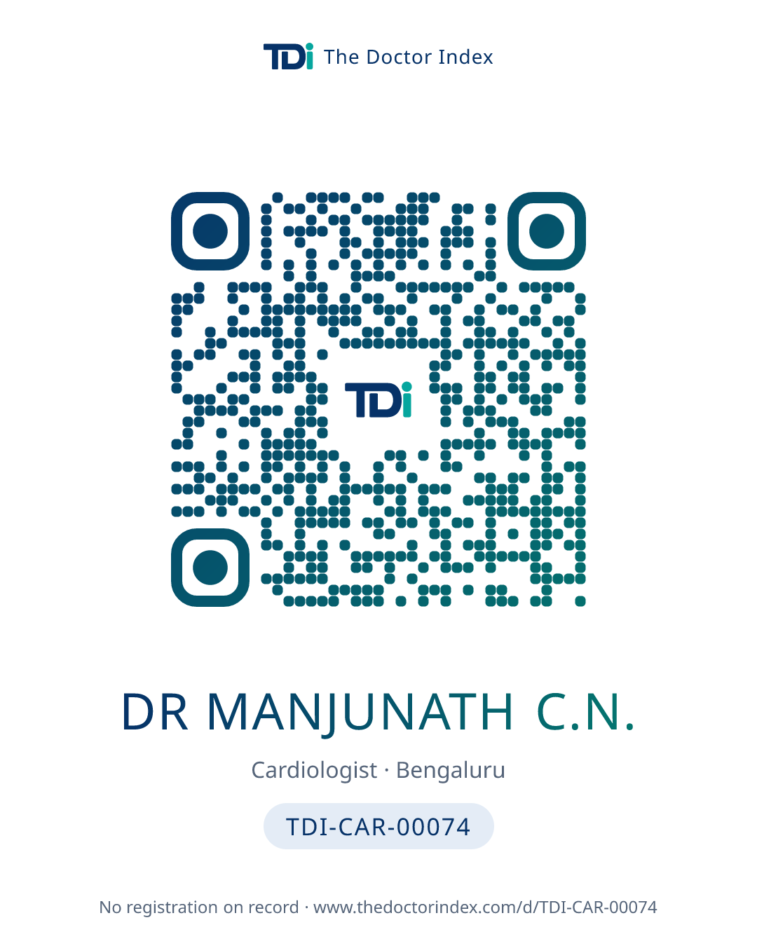 QR card for Dr Manjunath C.N., TDI-CAR-00074