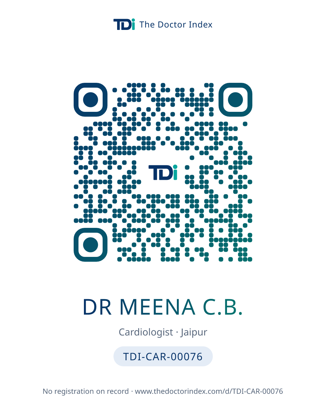 QR card for Dr Meena C.B., TDI-CAR-00076