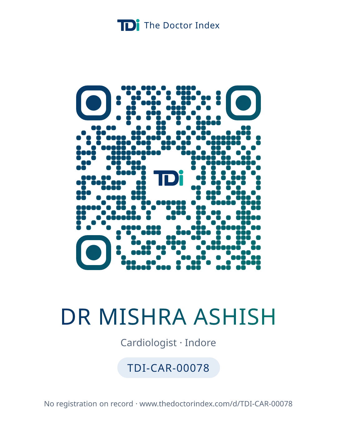 QR card for Dr Mishra Ashish, TDI-CAR-00078
