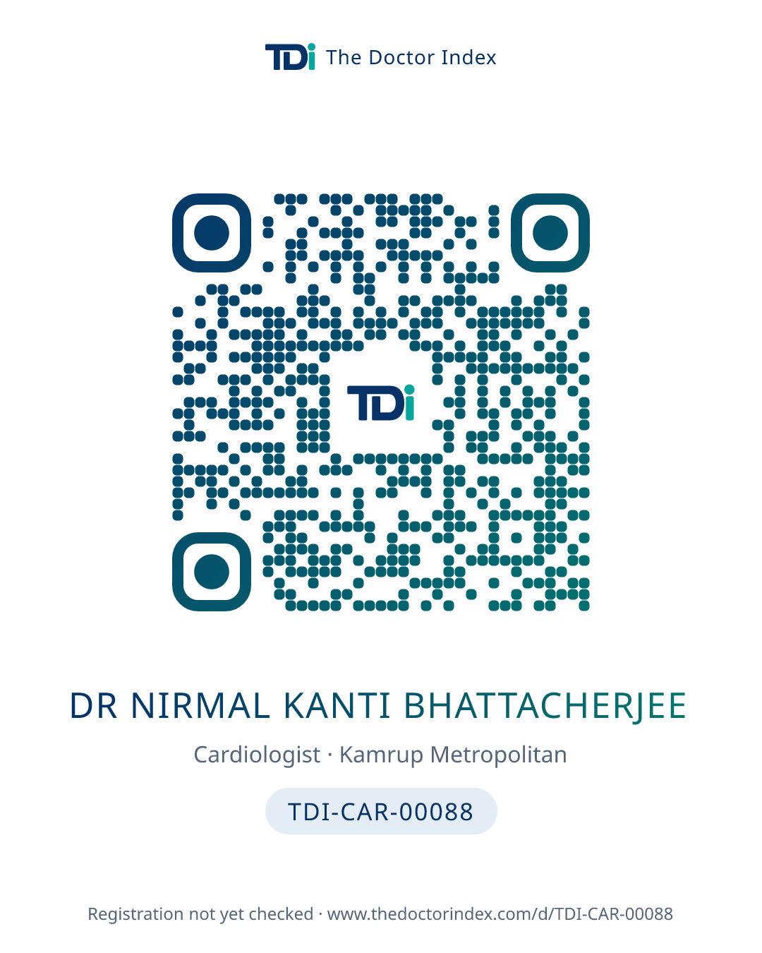 QR card for Dr Nirmal Kanti Bhattacherjee, TDI-CAR-00088
