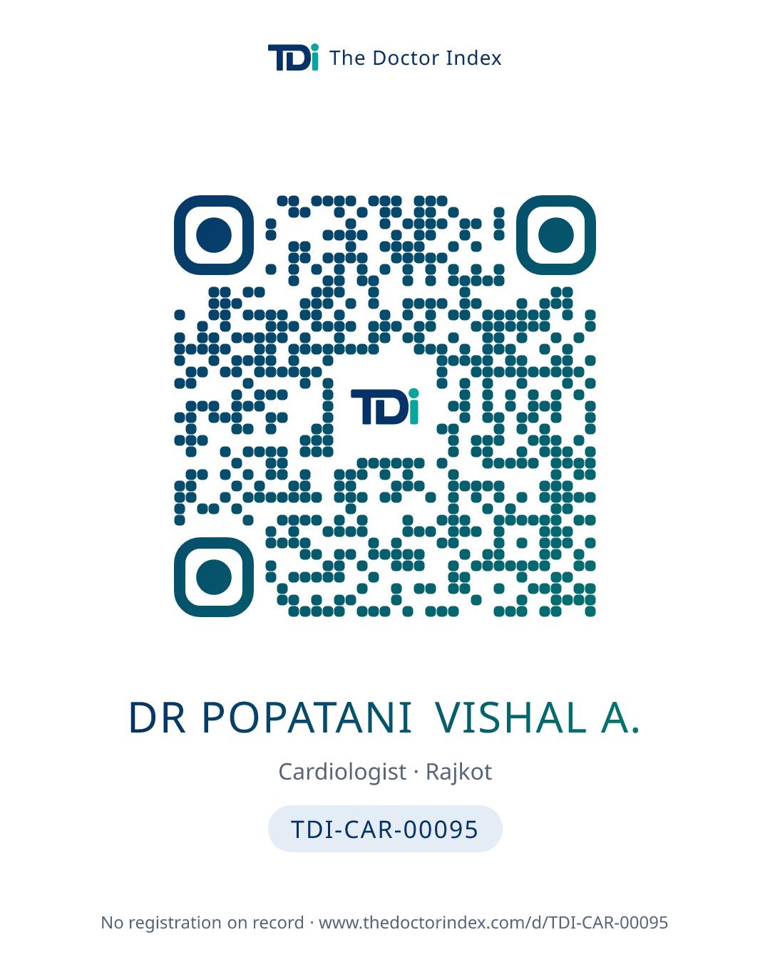 QR card for Dr Popatani Vishal A., TDI-CAR-00095