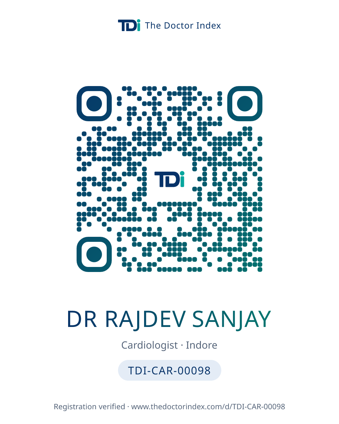 QR card for Dr Rajdev Sanjay, TDI-CAR-00098