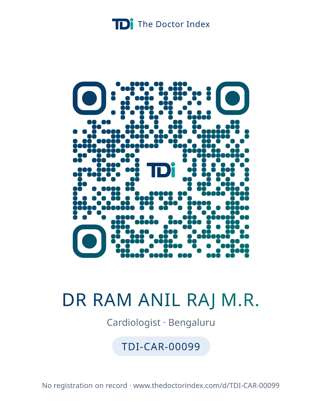 QR card for Dr Ram Anil Raj M.R., TDI-CAR-00099