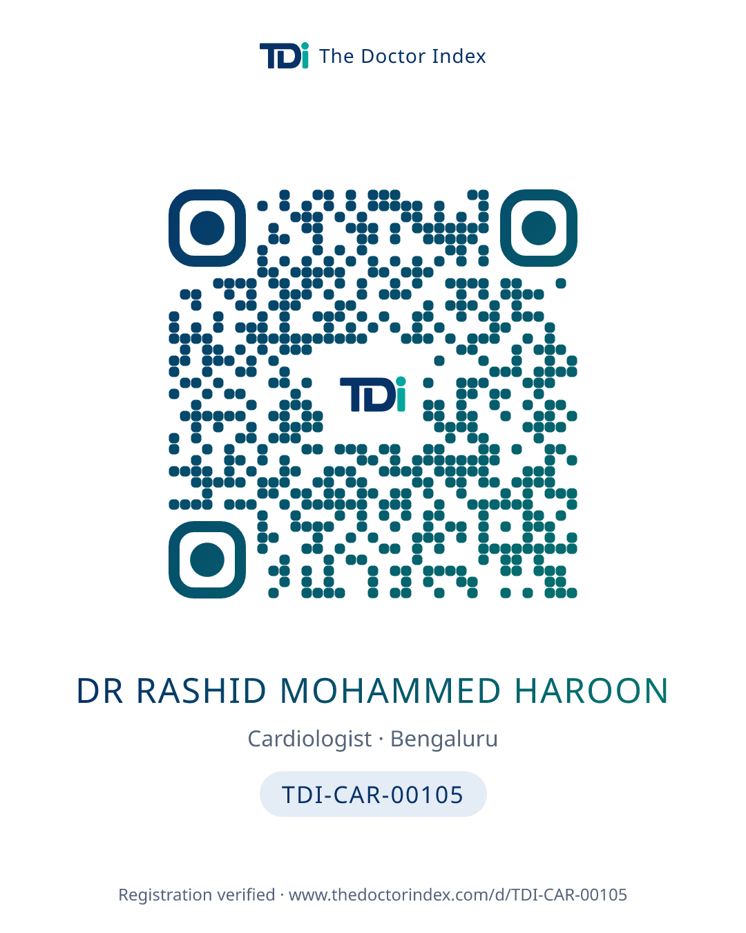 QR card for Dr Rashid Mohammed Haroon, TDI-CAR-00105