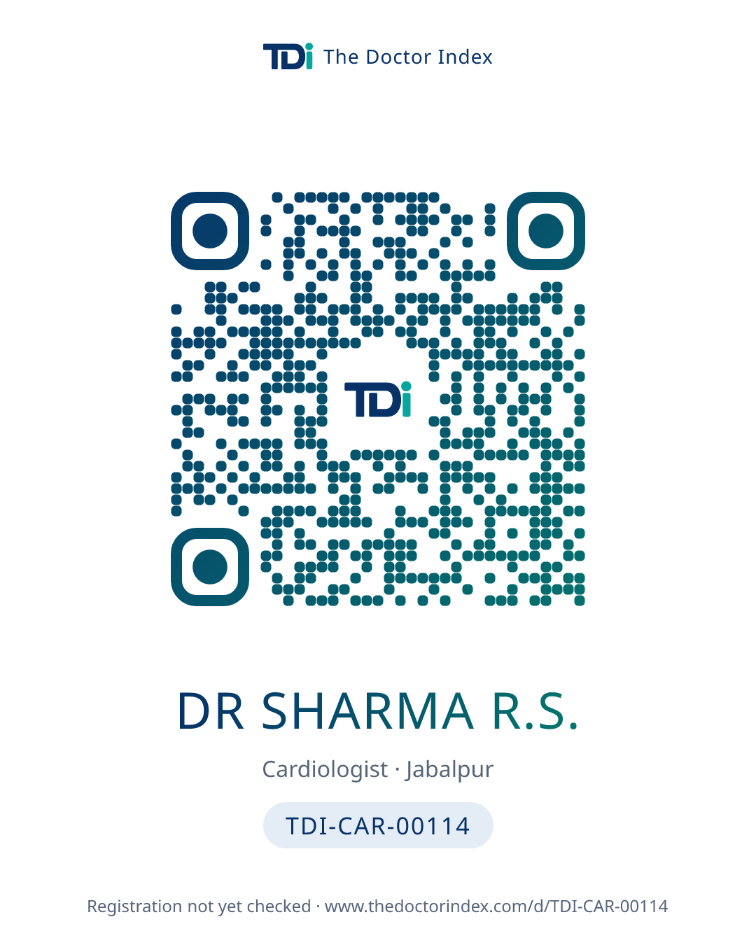 QR card for Dr Sharma R.S., TDI-CAR-00114