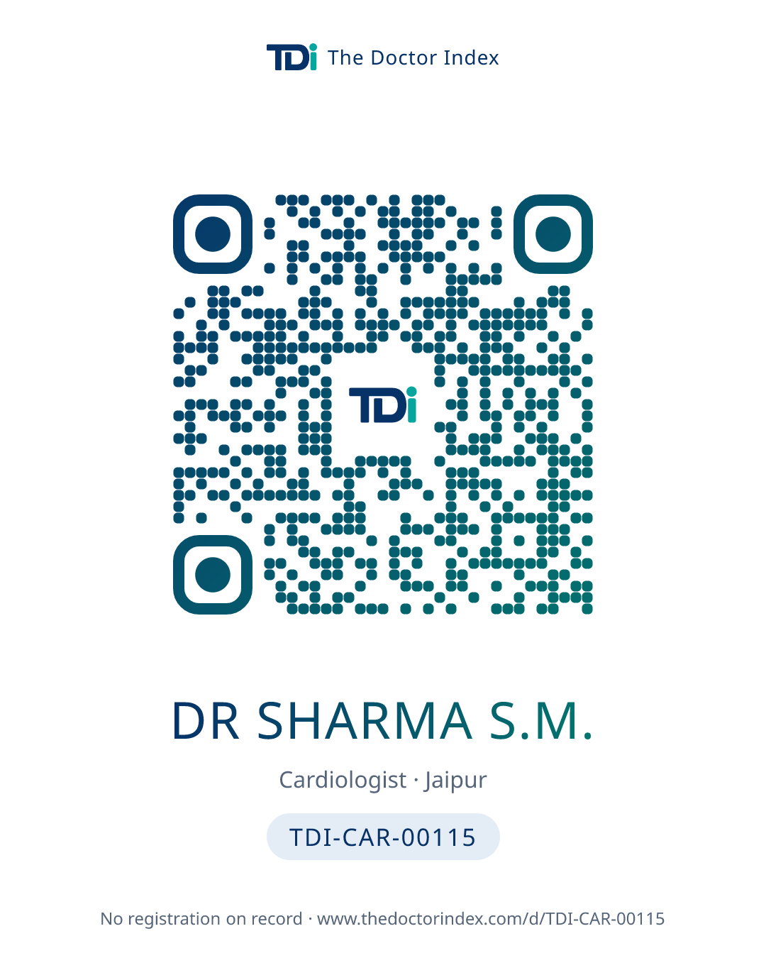 QR card for Dr Sharma S.M., TDI-CAR-00115