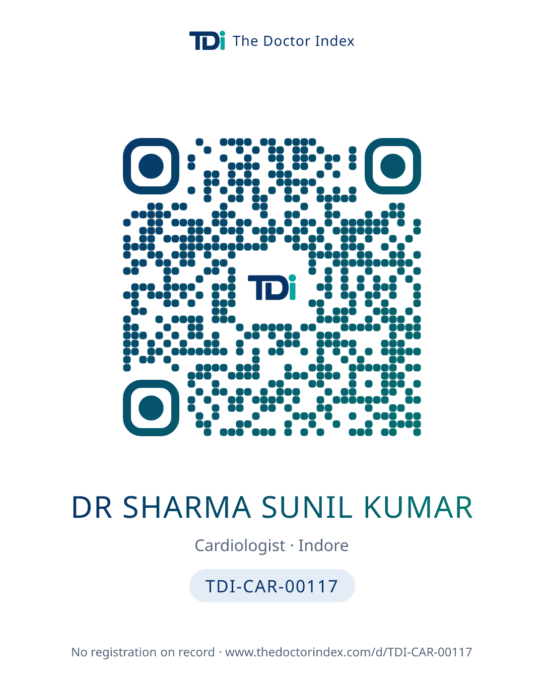 QR card for Dr Sharma Sunil Kumar, TDI-CAR-00117