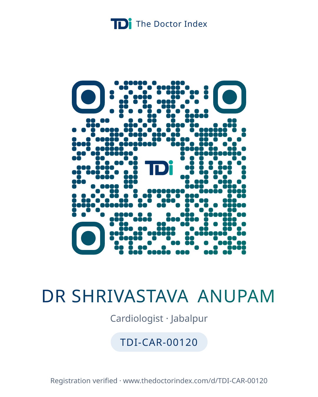 QR card for Dr Shrivastava Anupam, TDI-CAR-00120