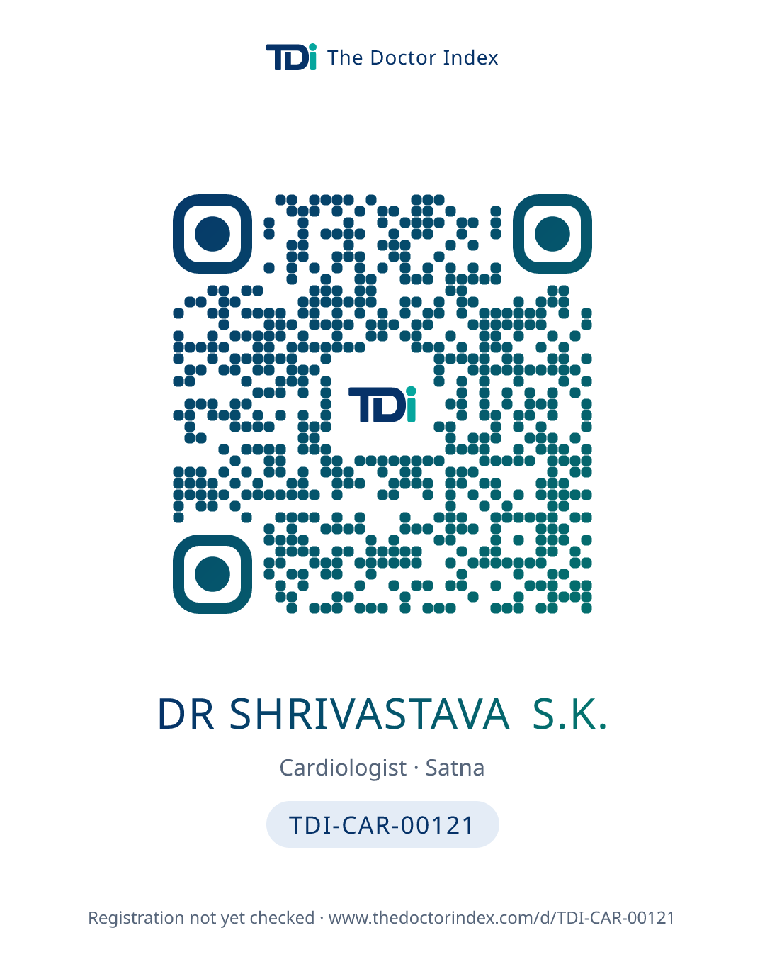 QR card for Dr Shrivastava S.K., TDI-CAR-00121