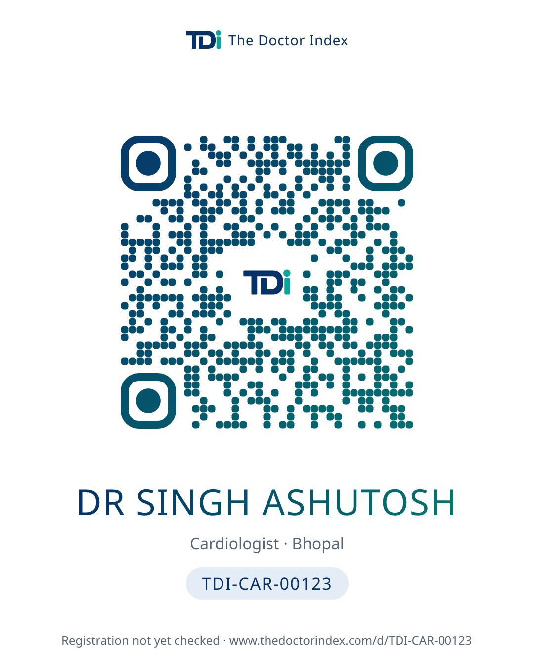 QR card for Dr Singh Ashutosh, TDI-CAR-00123