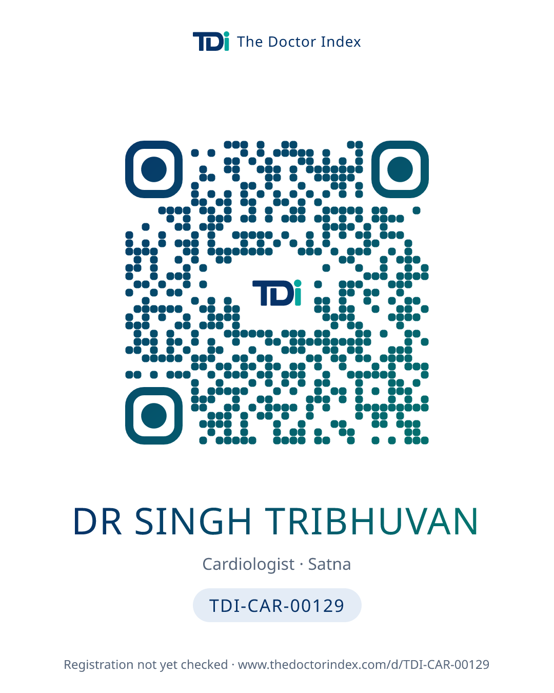 QR card for Dr Singh Tribhuvan, TDI-CAR-00129