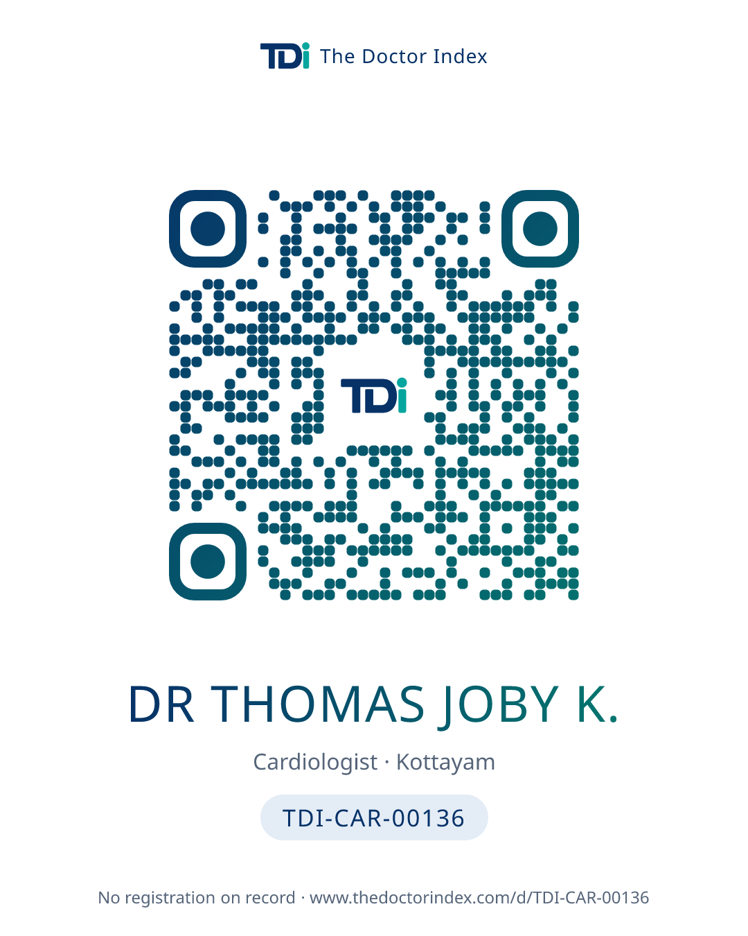 QR card for Dr Thomas Joby K., TDI-CAR-00136