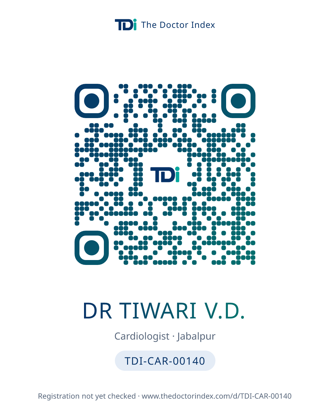 QR card for Dr Tiwari V.D., TDI-CAR-00140
