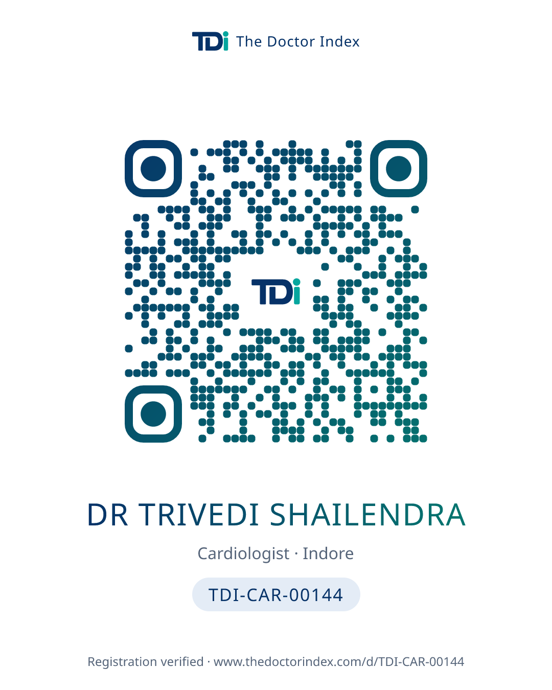 QR card for Dr Trivedi Shailendra, TDI-CAR-00144