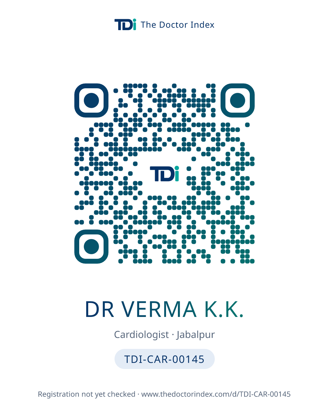 QR card for Dr Verma K.K., TDI-CAR-00145