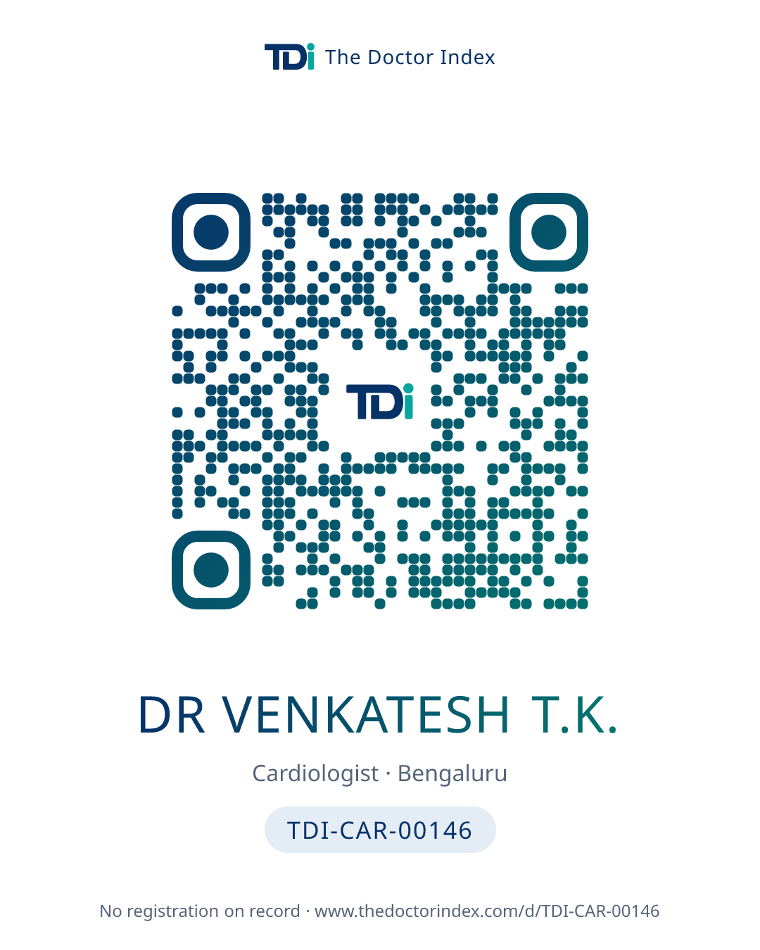 QR card for Dr Venkatesh T.K., TDI-CAR-00146