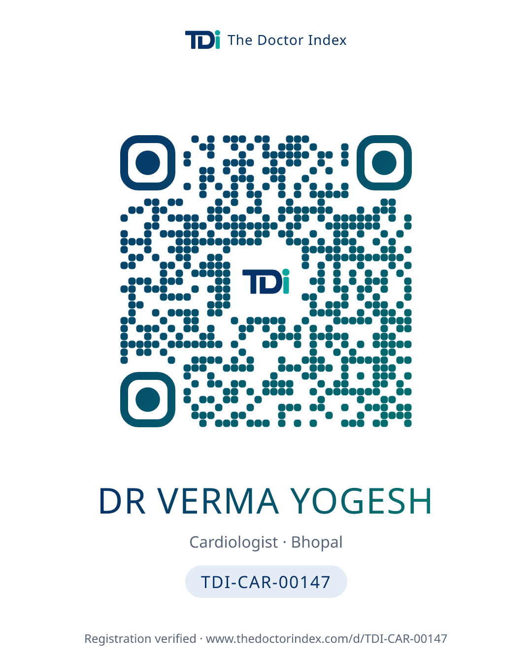 QR card for Dr Verma Yogesh, TDI-CAR-00147