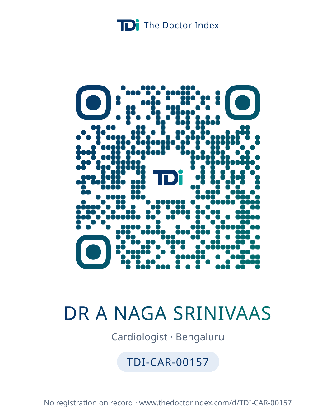 QR card for Dr A Naga Srinivaas, TDI-CAR-00157