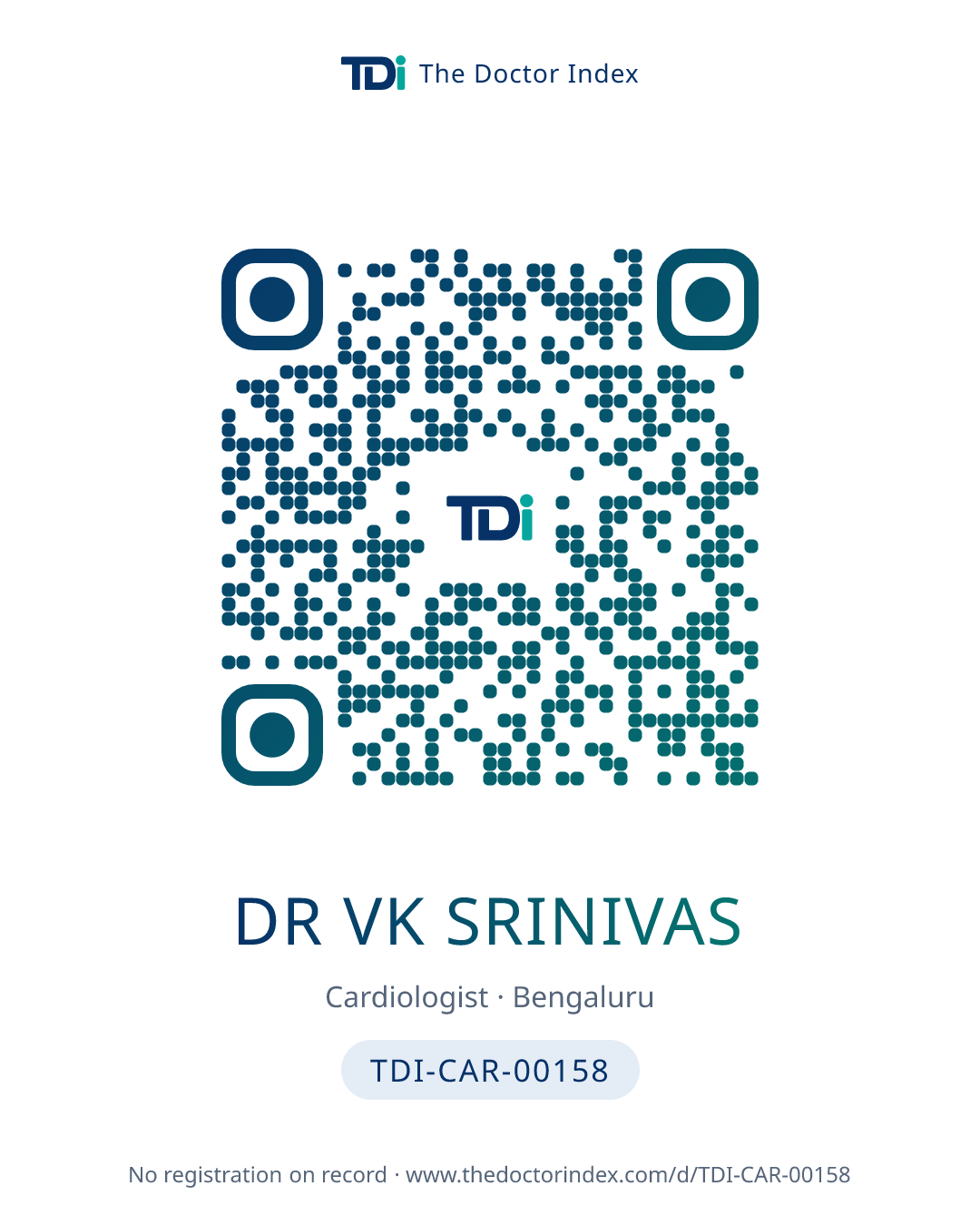QR card for Dr Vk Srinivas, TDI-CAR-00158